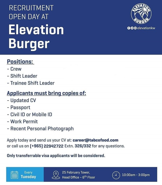 Elevation Burger  Hiring 
