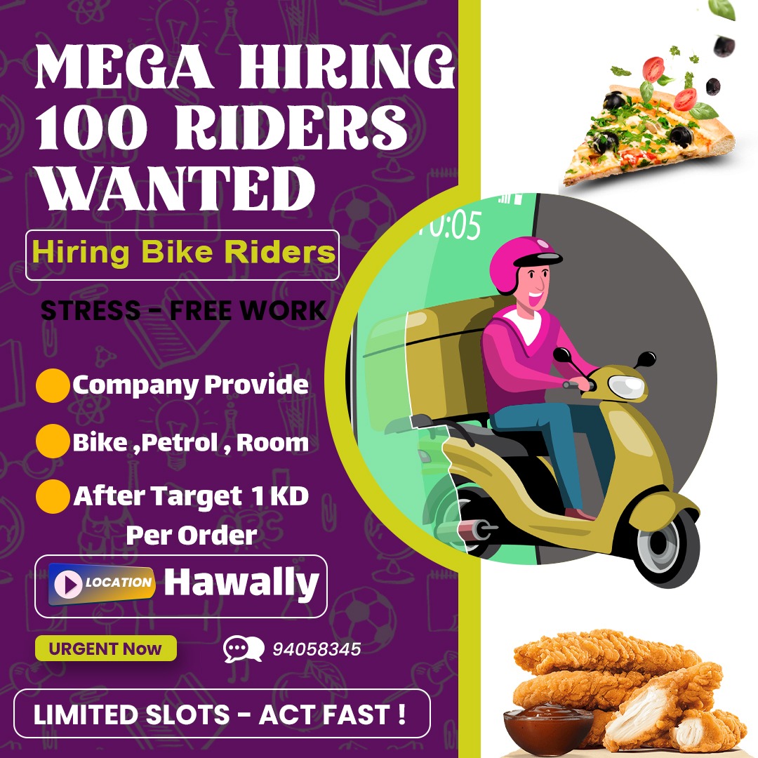 Food Delivery Company Quick Hiring Bike Riders And Car Drivers Contact now 