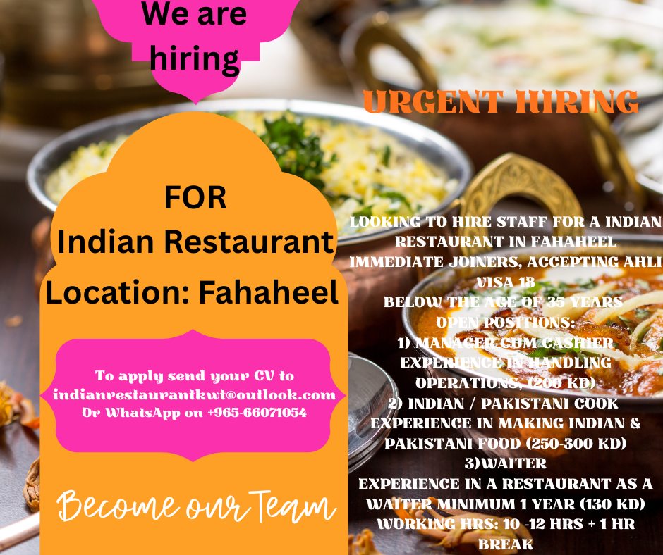 🍛 URGENT HIRING – INDIAN COOKS 🍛