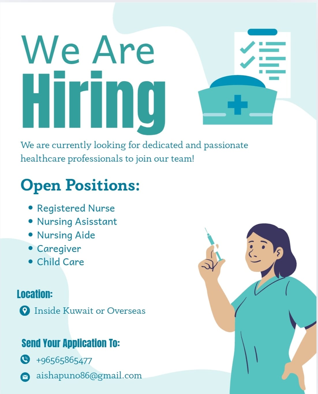 Registered Nurse, Nursing Assistant / Nursing Aide,  Babysitter / Childcare Caregive