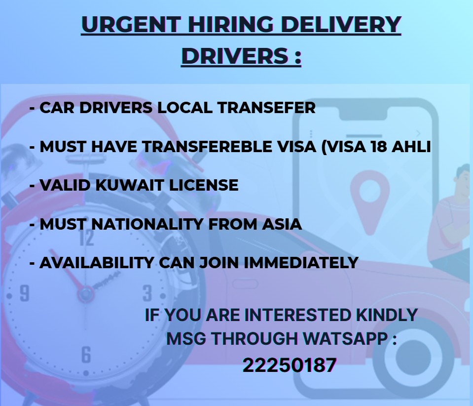 URGENT HIRING DELIVERY  DRIVERS :