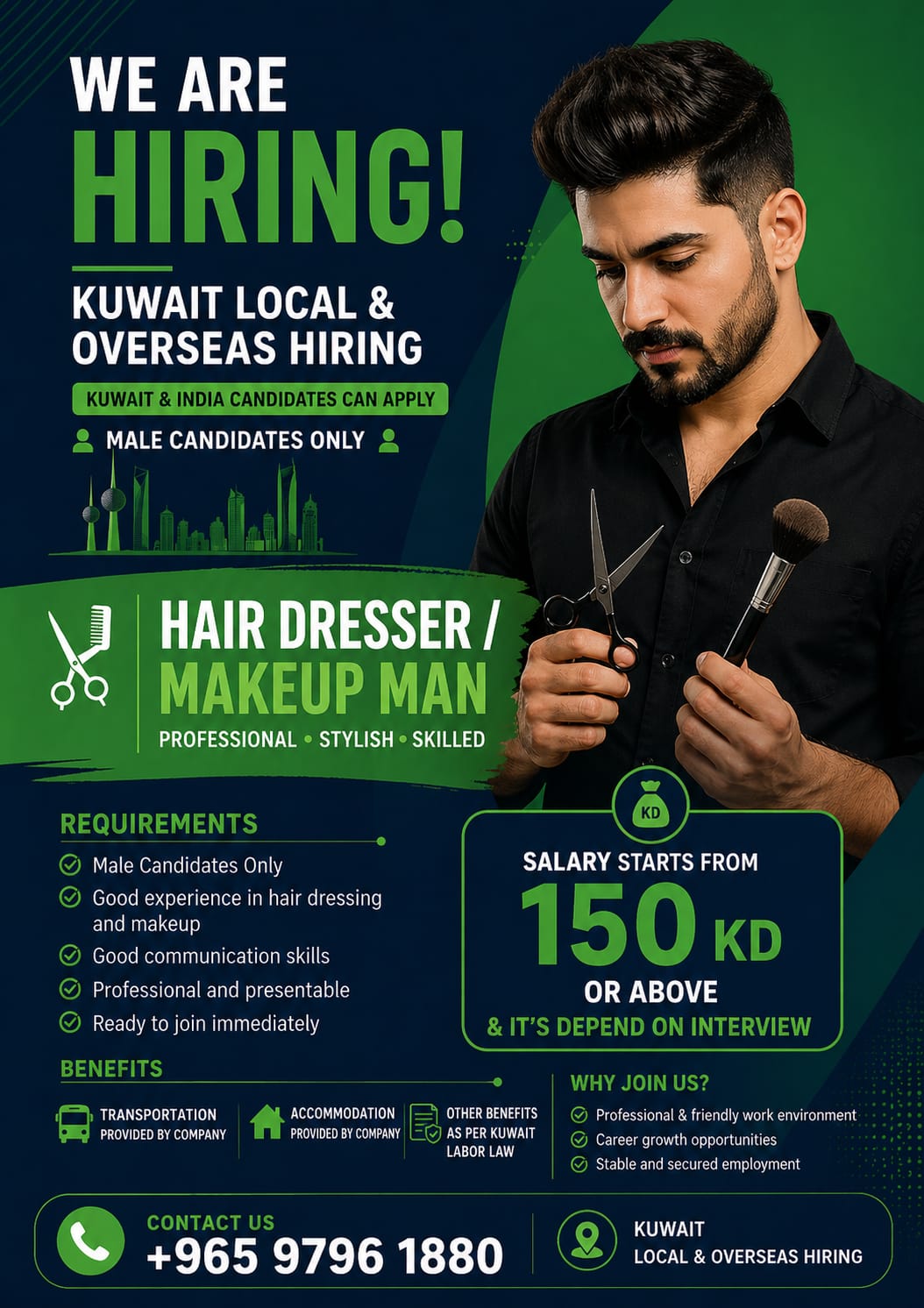 Urgent Hiring for Kuwait &ndash; Hair Dresser / Makeup Man