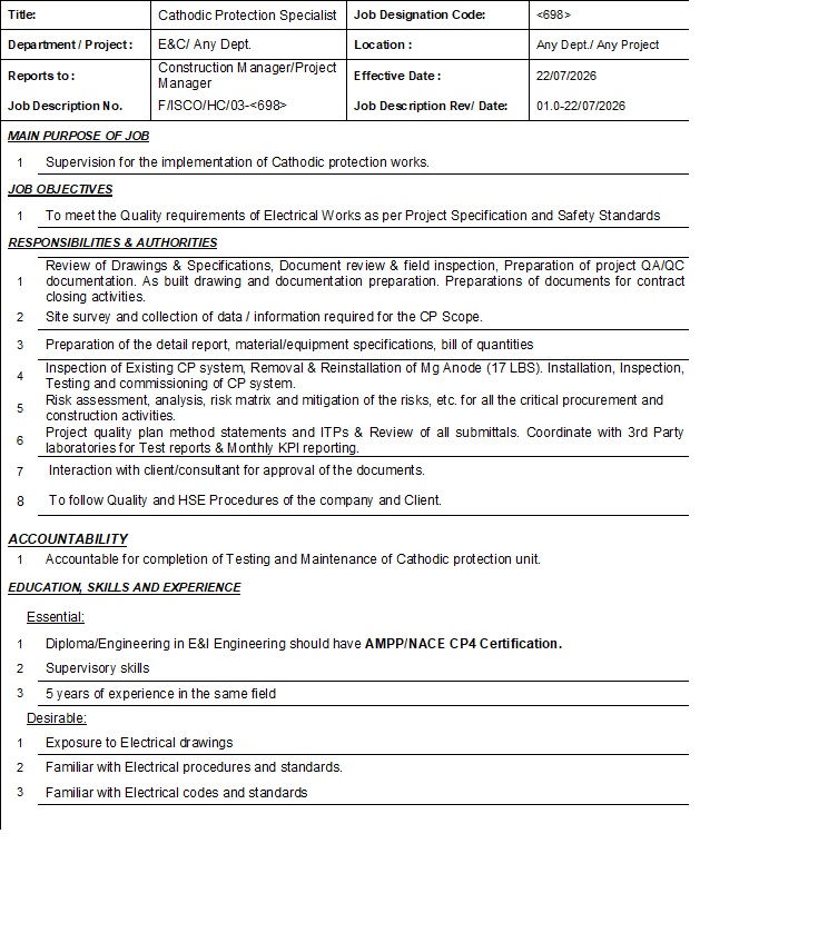 Cathodic Protection Specialist