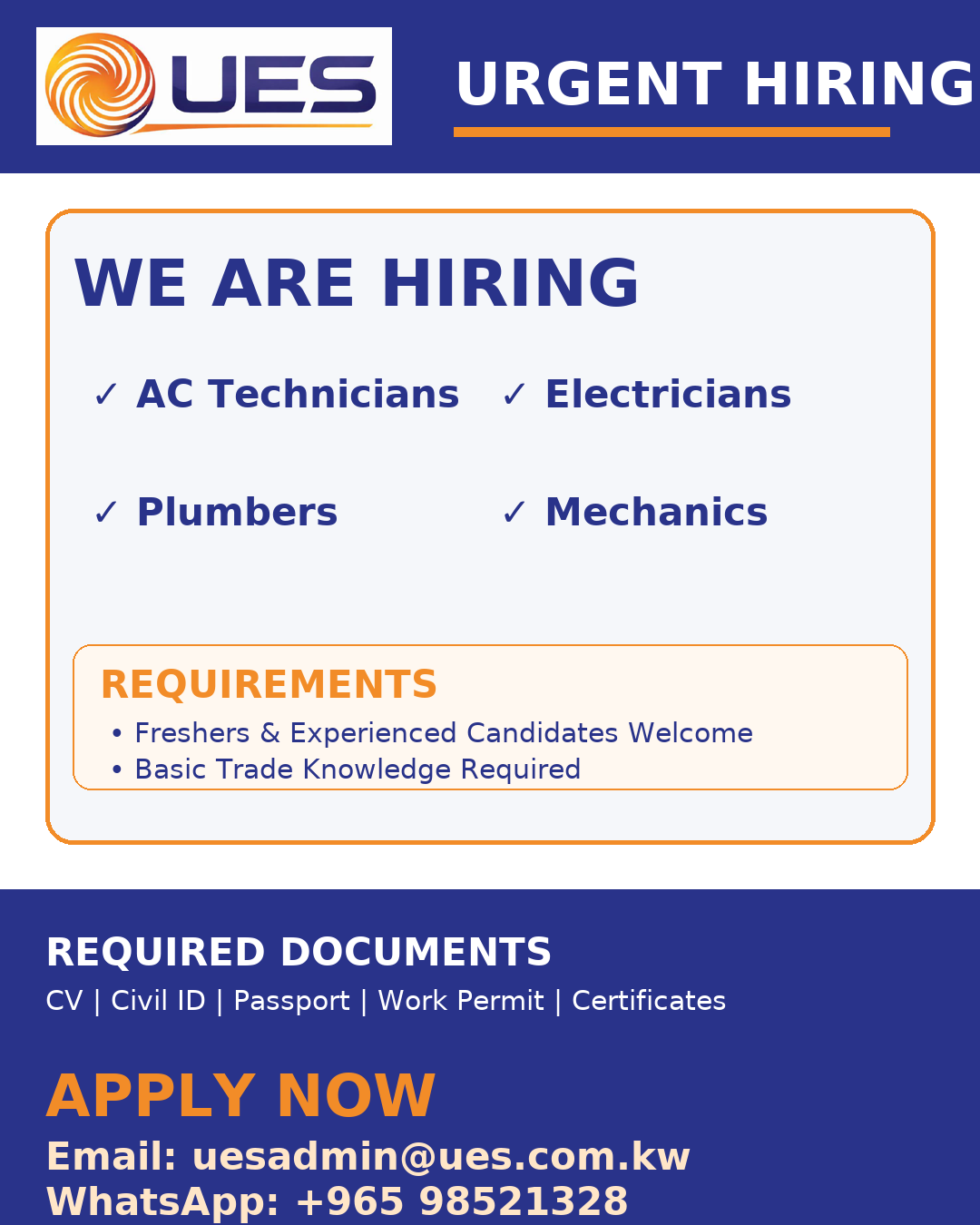 Job Vacancies for Operation & Maintenance Field - Technicians