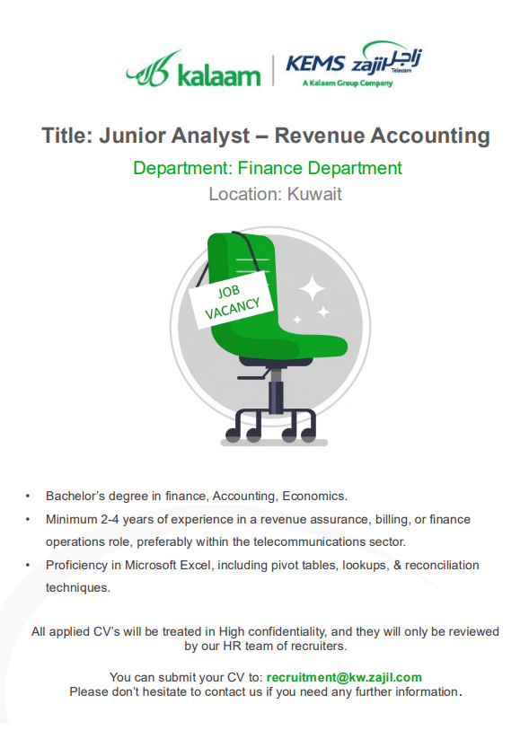 Junior Analyst &ndash; Revenue Accounting 